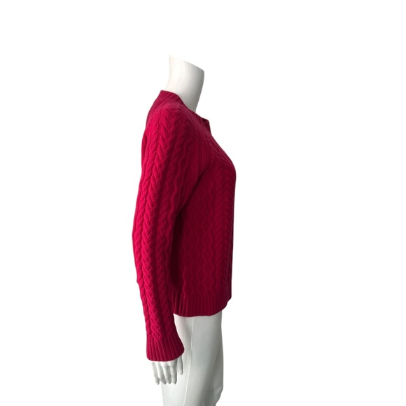 $395 Weekend MaxMara Fuchsia Pink Carpazi Cable Knit Sweater Size Medium - Picture 4 of 7